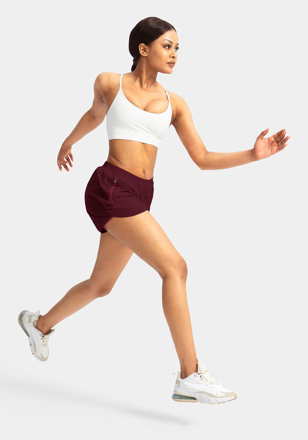 imageG Gradual Womens Running Shorts with Zipper Pockets Quick Dry Athletic Workout Gym 3quot Shorts for Women with Comfy LinerWine