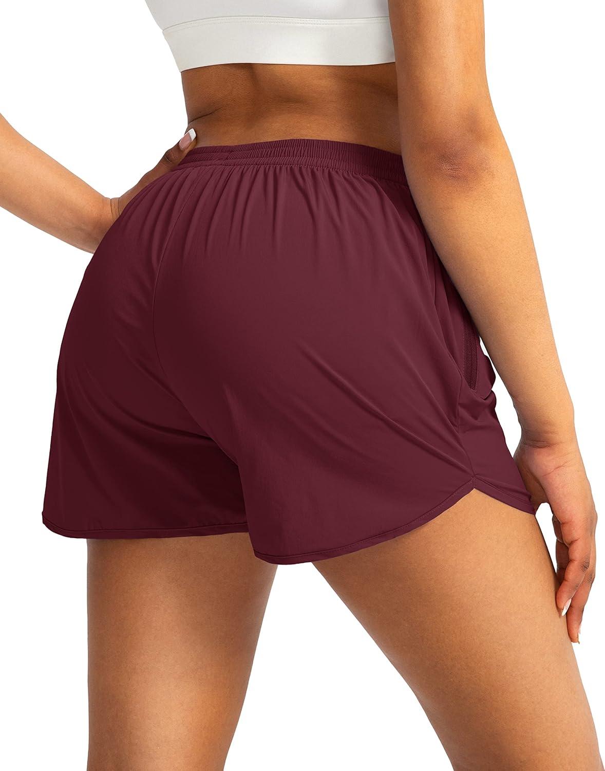 imageG Gradual Womens Running Shorts with Zipper Pockets Quick Dry Athletic Workout Gym 3quot Shorts for Women with Comfy LinerWine