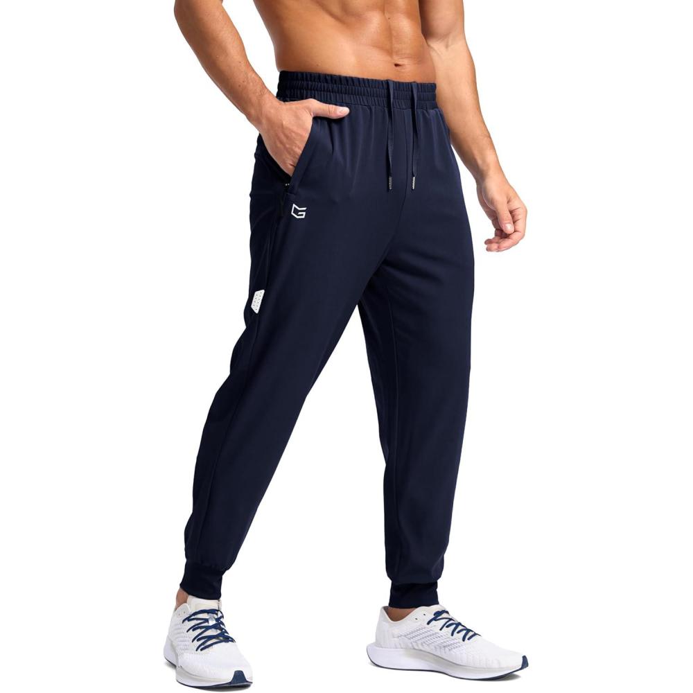 imageG Gradual Mens Joggers with Zipper Pockets Lightweight Athletic Workout Pants Quick Dry Sweatpants for Men Running HikingNavy