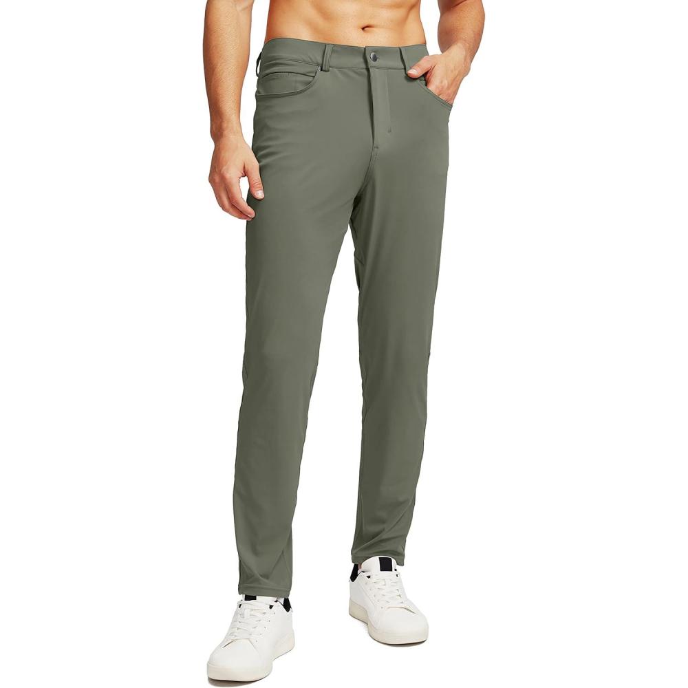 imageG Gradual Mens Stretch Golf Pants with 6 Pockets Slim Fit Dress Pants for Men Travel Casual WorkSage Green