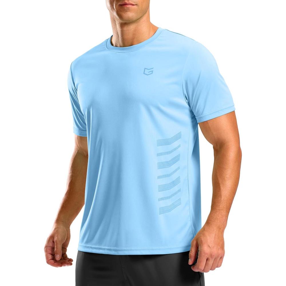 imageG Gradual Mens Workout Shirts Quick Dry Athletic Running TShirts Lightweight Moisture Wicking Short Sleeve Sports Gym TopsHaze Blue