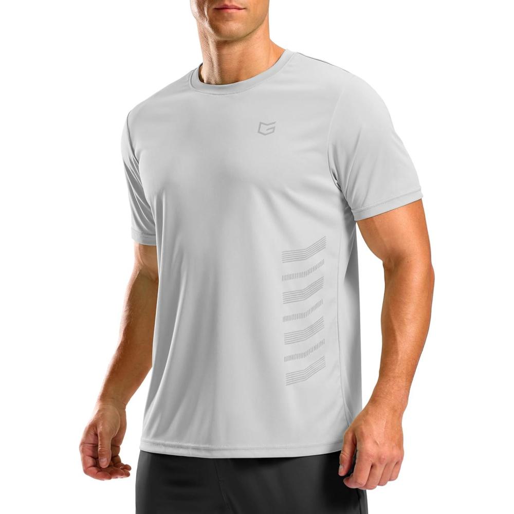 imageG Gradual Mens Workout Shirts Quick Dry Athletic Running TShirts Lightweight Moisture Wicking Short Sleeve Sports Gym TopsLight Grey