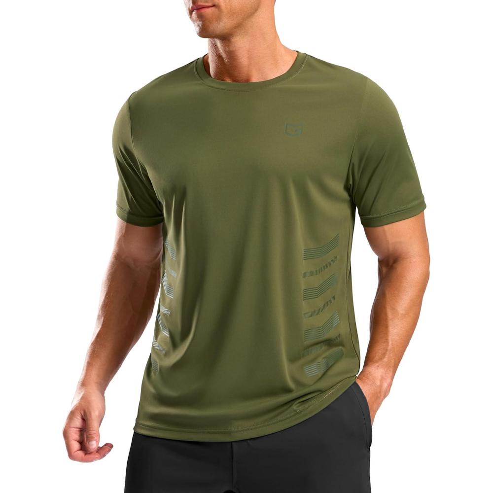 imageG Gradual Mens Workout Shirts Quick Dry Athletic Running TShirts Lightweight Moisture Wicking Short Sleeve Sports Gym TopsOlive