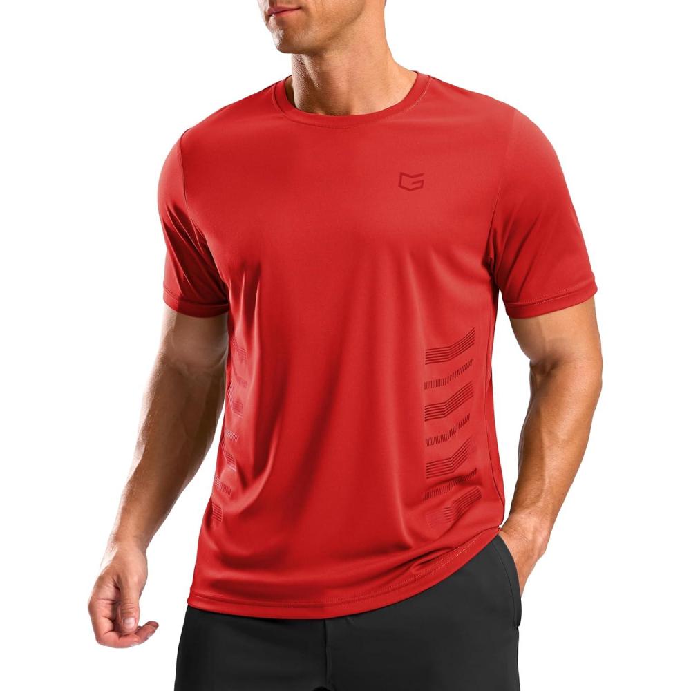 imageG Gradual Mens Workout Shirts Quick Dry Athletic Running TShirts Lightweight Moisture Wicking Short Sleeve Sports Gym TopsRed