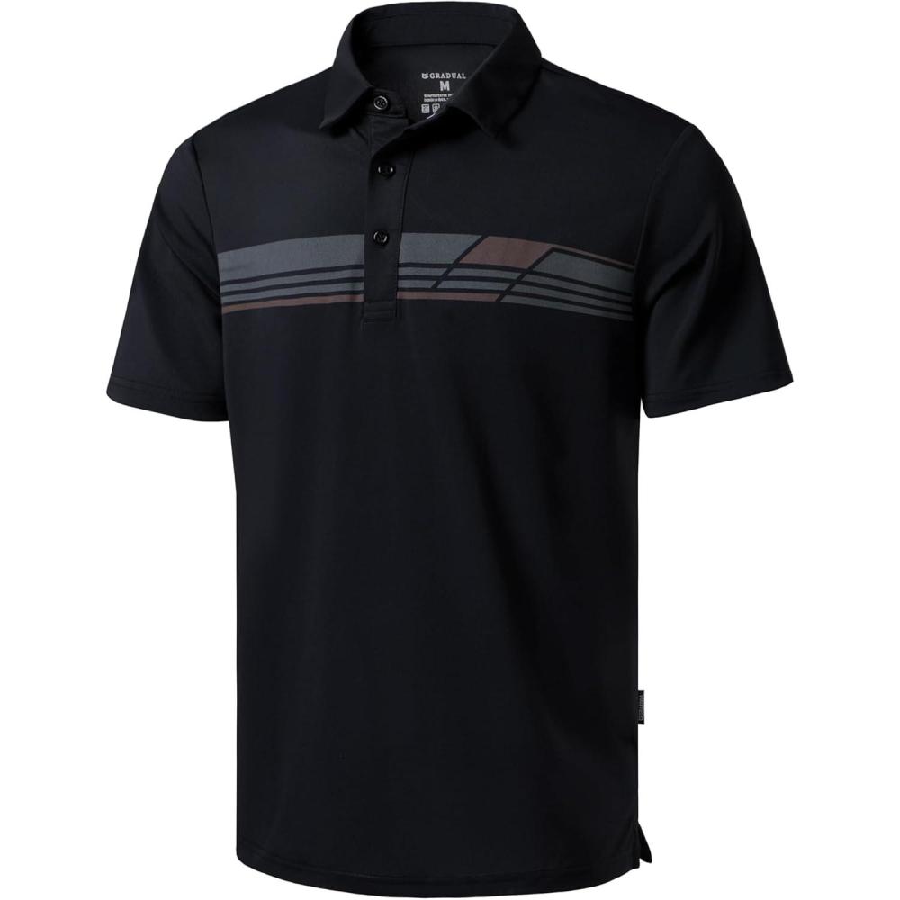 imageMens Golf Shirts Dry Fit Moisture Wicking Performance Short Sleeve Collared Polo Shirts for Casual Athletic BusinessBblack Parallelogram