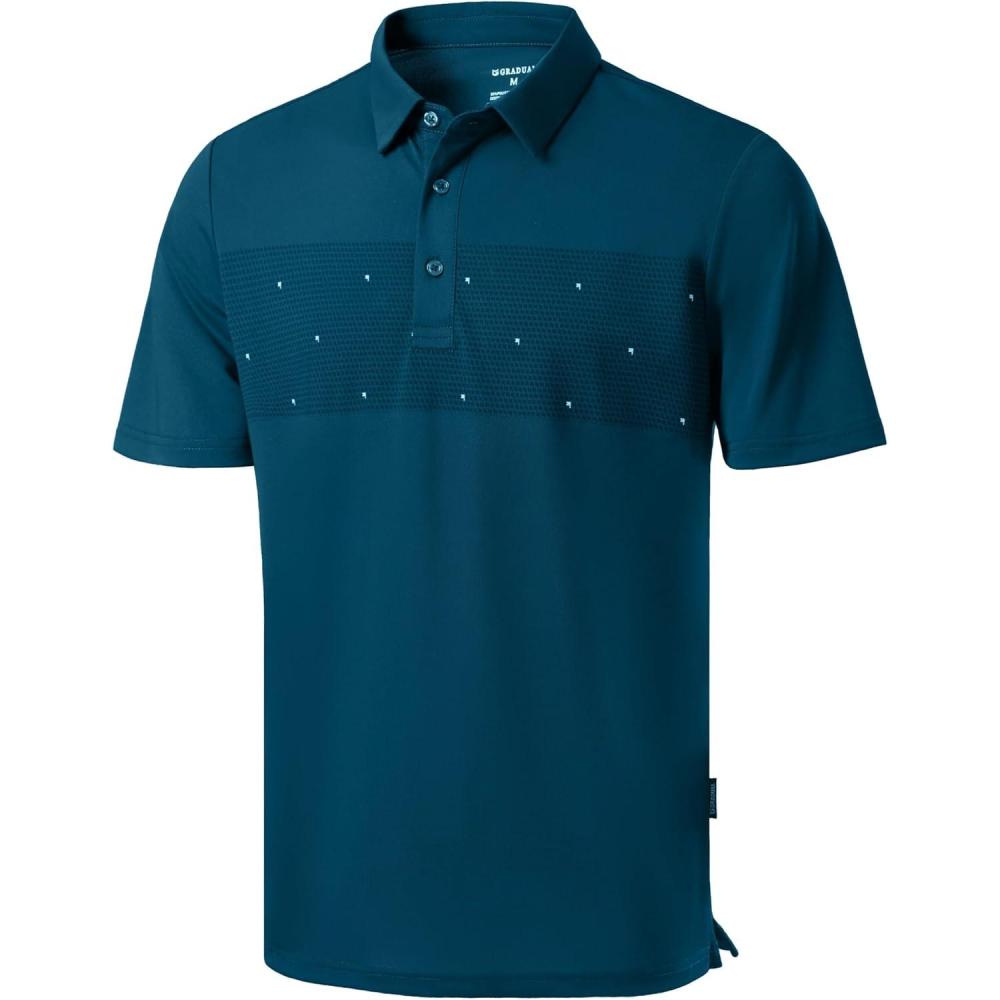 imageMens Golf Shirts Dry Fit Moisture Wicking Performance Short Sleeve Collared Polo Shirts for Casual Athletic BusinessBreflecting Pond Flag