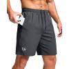 G Gradual Men’s Athletic Running Shorts with Zipper Pockets Quick Dry 7″/ 5″/ 9″ Workout Gym Shorts for Basketball Hiking(Dark Grey)