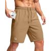 G Gradual Men’s Athletic Running Shorts with Zipper Pockets Quick Dry 7″/ 5″/ 9″ Workout Gym Shorts for Basketball Hiking(Dark Khaki)