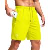 G Gradual Men’s Athletic Running Shorts with Zipper Pockets Quick Dry 7″/ 5″/ 9″ Workout Gym Shorts for Basketball Hiking(Fluorescent Yellow)