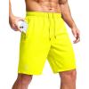 G Gradual Men’s Athletic Running Shorts with Zipper Pockets Quick Dry 7″/ 5″/ 9″ Workout Gym Shorts for Basketball Hiking(Fluorescent Yellow)