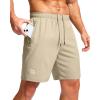 G Gradual Men’s Athletic Running Shorts with Zipper Pockets Quick Dry 7″/ 5″/ 9″ Workout Gym Shorts for Basketball Hiking(Khaki)