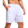 G Gradual Men’s Athletic Running Shorts with Zipper Pockets Quick Dry 7″/ 5″/ 9″ Workout Gym Shorts for Basketball Hiking(White)