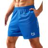 G Gradual Men’s Gym Shorts 5″/7″/10″ with Zipper Pockets Basketball Athletic Mesh Quick Dry Shorts for Workout Running Tennis(Blue)