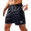 G Gradual Men’s Gym Shorts 5″/7″/10″ with Zipper Pockets Basketball Athletic Mesh Quick Dry Shorts for Workout Running Tennis(Camo Black)