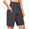 G Gradual Women’s 7” Athletic Long Shorts with Pockets High Waisted Stretch Bermuda Shorts for Women Walking Workout Casual(Dark Grey)