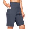G Gradual Women’s 7” Athletic Long Shorts with Pockets High Waisted Stretch Bermuda Shorts for Women Walking Workout Casual(Dusty Blue)