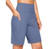 G Gradual Women’s 7” Athletic Long Shorts with Pockets High Waisted Stretch Bermuda Shorts for Women Walking Workout Casual(Light Blue)