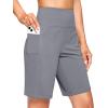 G Gradual Women’s 7” Athletic Long Shorts with Pockets High Waisted Stretch Bermuda Shorts for Women Walking Workout Casual(Light Grey)