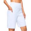 G Gradual Women’s 7” Athletic Long Shorts with Pockets High Waisted Stretch Bermuda Shorts for Women Walking Workout Casual(White)