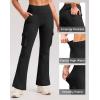 G Gradual Women’s Fleece Lined Cargo Pants 6 Pockets Bootcut Water Resistant Winter Flare Leggings for Work, Hiking, Travel(Black)