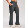 G Gradual Women’s Fleece Lined Cargo Pants 6 Pockets Bootcut Water Resistant Winter Flare Leggings for Work, Hiking, Travel(Dark Grey)