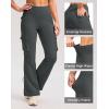 G Gradual Women’s Fleece Lined Cargo Pants 6 Pockets Bootcut Water Resistant Winter Flare Leggings for Work, Hiking, Travel(Dark Grey)