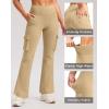 G Gradual Women’s Fleece Lined Cargo Pants 6 Pockets Bootcut Water Resistant Winter Flare Leggings for Work, Hiking, Travel(Dark Khaki)