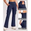 G Gradual Women’s Fleece Lined Cargo Pants 6 Pockets Bootcut Water Resistant Winter Flare Leggings for Work, Hiking, Travel(Navy)