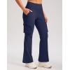 G Gradual Women’s Fleece Lined Cargo Pants 6 Pockets Bootcut Water Resistant Winter Flare Leggings for Work, Hiking, Travel(Navy)