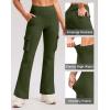 G Gradual Women’s Fleece Lined Cargo Pants 6 Pockets Bootcut Water Resistant Winter Flare Leggings for Work, Hiking, Travel(Olive)