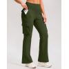 G Gradual Women’s Fleece Lined Cargo Pants 6 Pockets Bootcut Water Resistant Winter Flare Leggings for Work, Hiking, Travel(Olive)