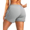 G Gradual Women’s Running Shorts with Zipper Pockets Quick Dry Athletic Workout Gym 3″ Shorts for Women with Comfy Liner(Bright Grey)