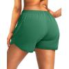 G Gradual Women’s Running Shorts with Zipper Pockets Quick Dry Athletic Workout Gym 3″ Shorts for Women with Comfy Liner(Green)