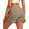G Gradual Women’s Running Shorts with Zipper Pockets Quick Dry Athletic Workout Gym 3″ Shorts for Women with Comfy Liner(Khaki)