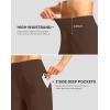 Women’s Athletic Shorts with Zipper Pocket 7″ High Waisted Stretchy Bermuda Shorts for Women Workout Running Casual(Espresso)