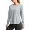 Women’s Sun Shirts UPF 50+ Long Sleeve UV Protection Shirt Lightweight Quick Dry Workout Hiking Tops for Women(Light Grey)