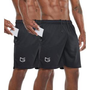 G Gradual Men’s 2 Pack 7″ Workout Running Shorts Quick Dry Lightweight Gym Shorts with Zip Pockets(Black/Black)