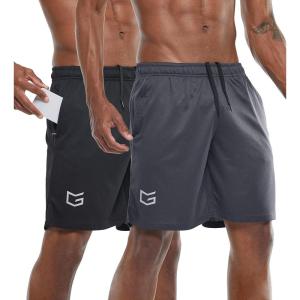 G Gradual Men’s 2 Pack 7″ Workout Running Shorts Quick Dry Lightweight Gym Shorts with Zip Pockets(Black/Dark Grey)
