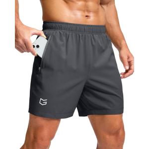 G Gradual Men’s Athletic Running Shorts with Zipper Pockets Quick Dry 7″/ 5″/ 9″ Workout Gym Shorts for Basketball Hiking(Dark Grey)