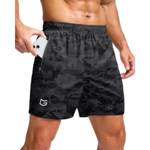 G Gradual Men’s Athletic Running Shorts with Zipper Pockets Quick Dry 7″/ 5″/ 9″ Workout Gym Shorts for Basketball Hiking(Grey Camo)