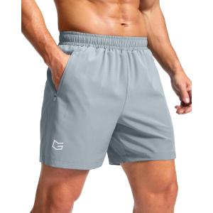 G Gradual Men’s Athletic Running Shorts with Zipper Pockets Quick Dry 7″/ 5″/ 9″ Workout Gym Shorts for Basketball Hiking(Light Grey)