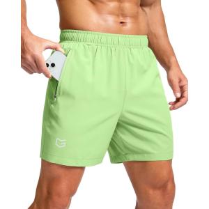G Gradual Men’s Athletic Running Shorts with Zipper Pockets Quick Dry 7″/ 5″/ 9″ Workout Gym Shorts for Basketball Hiking(Mint Moment)
