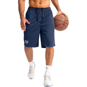G Gradual Men’s Basketball Shorts with Zipper Pockets Lightweight Quick Dry 11″ Long Shorts for Men Athletic Gym(Navy)