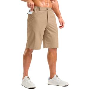 G Gradual Men’s Casual Shorts 11″ Lightweight Golf Shorts for Men with 3 Pockets Summer Quick Dry Breathable Shorts(Heather Khaki)