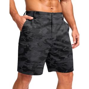 G Gradual Men’s Casual Shorts 7″/ 9″ Lightweight 4 Pockets Stretch Quick-Dry Summer Shorts for Golf Work Hiking Trips(Black Camo)
