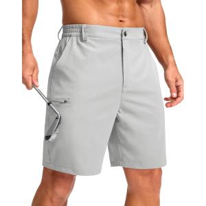 G Gradual Men’s Casual Shorts 7″/ 9″ Lightweight 4 Pockets Stretch Quick-Dry Summer Shorts for Golf Work Hiking Trips(Bright Gray)