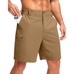 G Gradual Men’s Casual Shorts 7″/ 9″ Lightweight 4 Pockets Stretch Quick-Dry Summer Shorts for Golf Work Hiking Trips(Dark Khaki)