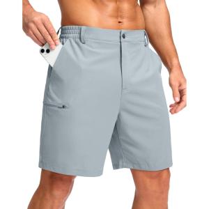 G Gradual Men’s Casual Shorts 7″/ 9″ Lightweight 4 Pockets Stretch Quick-Dry Summer Shorts for Golf Work Hiking Trips(Light Grey)