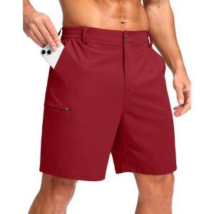 G Gradual Men’s Casual Shorts 7″/ 9″ Lightweight 4 Pockets Stretch Quick-Dry Summer Shorts for Golf Work Hiking Trips(Red)
