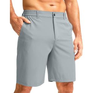 G Gradual Men’s Casual Shorts 9″ Lightweight Golf Shorts for Men Stretch with 3 Pockets Quick Dry Breathable Work Shorts(Light Grey)
